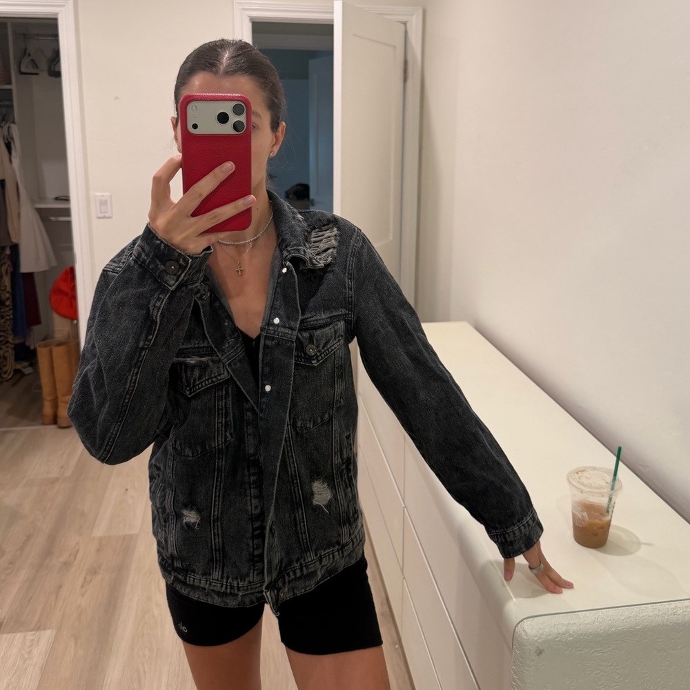 Black Distressed Denim Jacket